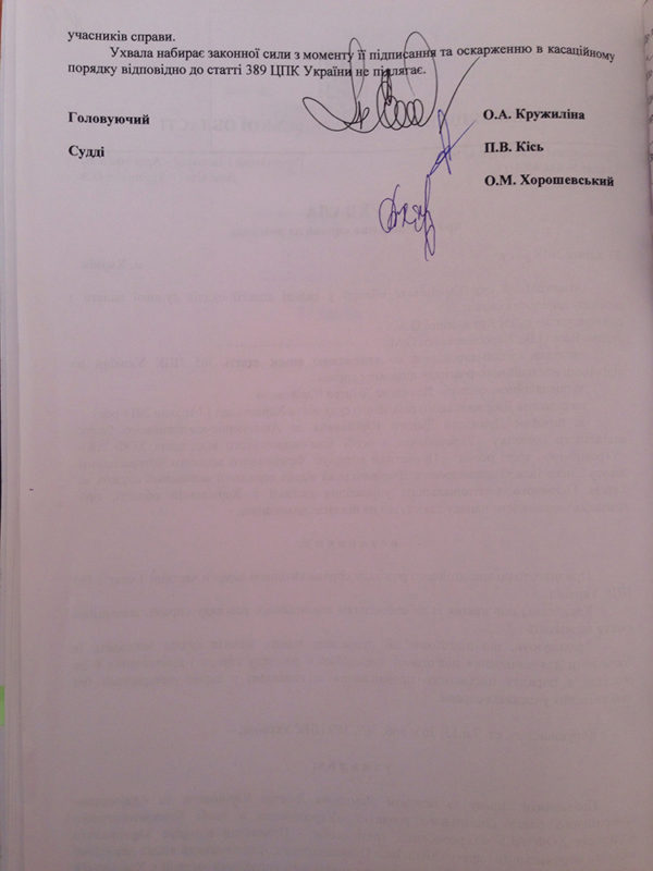 Подпись судьи Хорошевского на деле Демидова